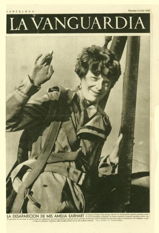 Amelia Earhart, on the cover of La Vanguardia on July 9, 1937
