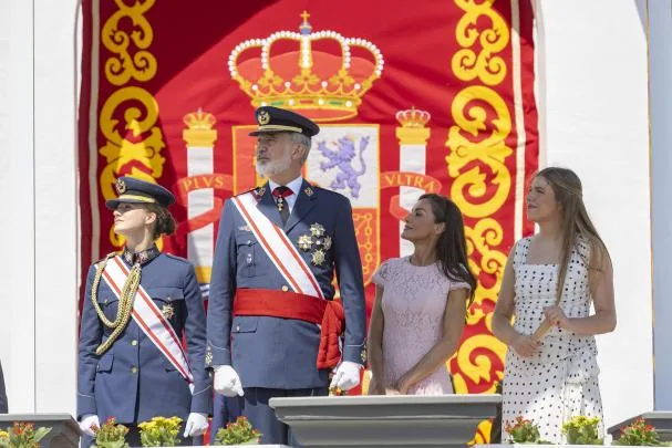 Princess Leonor, the King and Queen, and Infanta Sofia, last July 10, at the Air Academy of San Javier