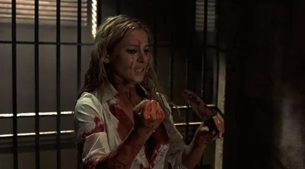 The actress, suffering in 'Beyond Re-Animator'.