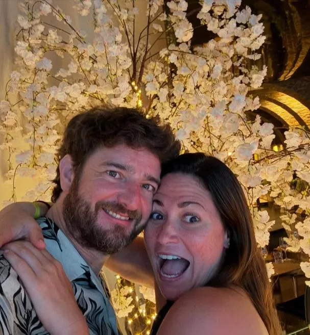Gorka with his partner, also actress Cristina Maisonnave.