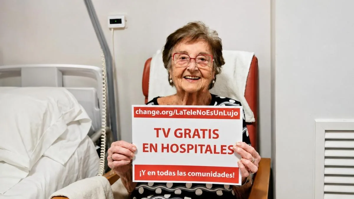 A 94-year-old woman admitted requests free television in all hospitals