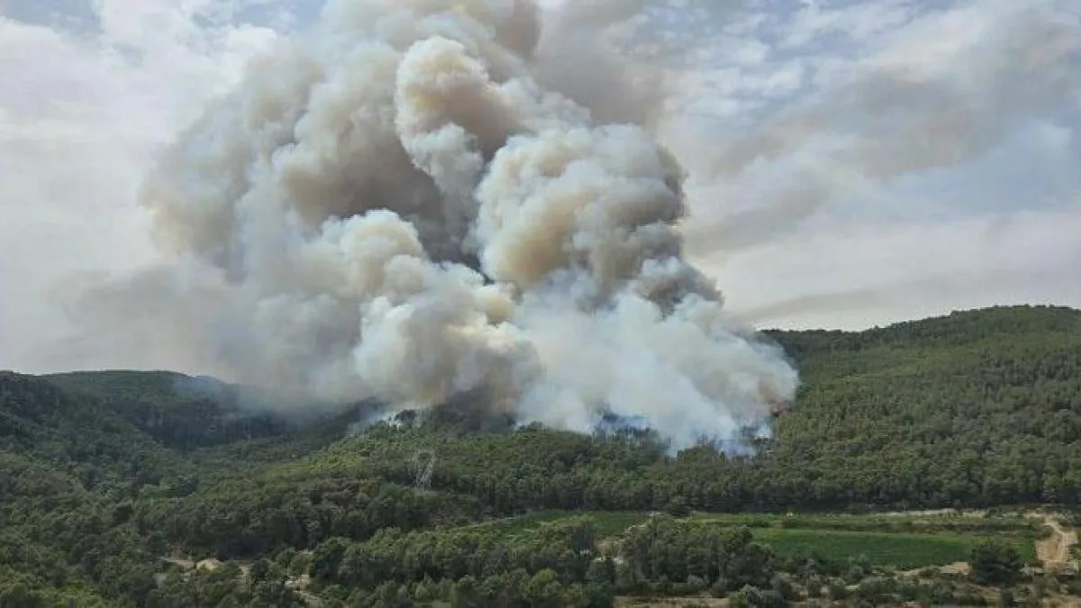 A forest fire in Aiguamúrcia forces the confinement of several population centers