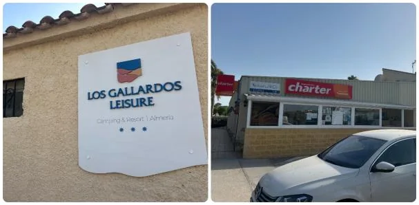 La entrada y el supermercado de Los Gallardos, el pasado domingo, día de su reapertura