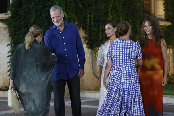 Kings Felipe and Letizia and Princess Leonor during the traditional reception