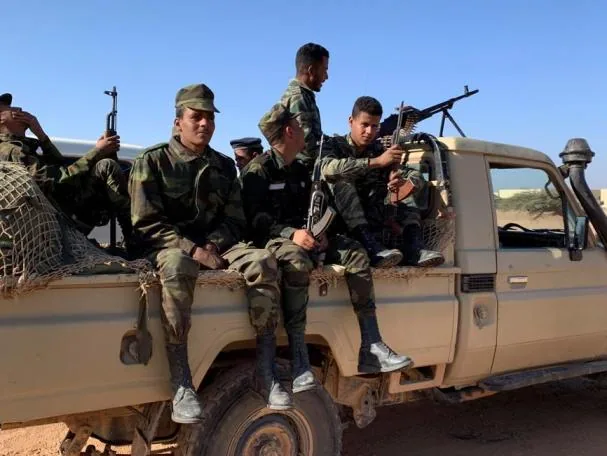 Military patrol in an area of Western Sahara controlled by the Polisario Front 