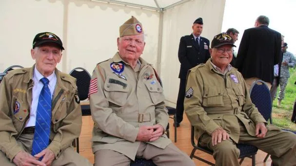 Bill Galbraith (center), World War II and D-Day veteran, in an image commemorating the 70th anniversary of the landing in 2014