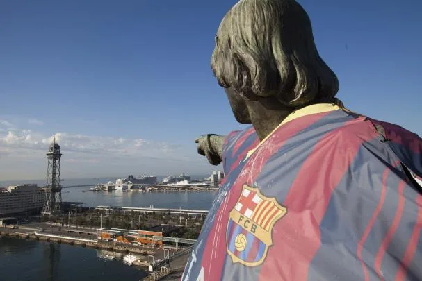 Columbus, in 2013, with the Barça shirt; a campaign that caused a stir