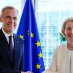 Mark Carney speaks before the European Parliament and appears alongside Roberta Metsola