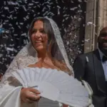 Giulia, daughter of music promoter Pino Sagliocco, marries actor Chidi Ajufo in Santa Maria del Mar