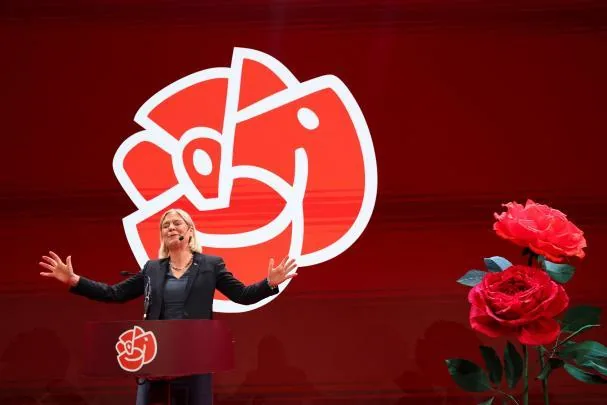 The leader of the Swedish Social Democratic Party, Magdalena Andersson, on election night last Sunday 