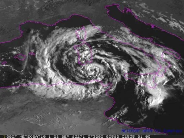 Satellite image of a 'medicane'