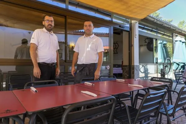 The brothers Isidre and Oriol Jané, at the Can Jané restaurant, on a Sunday morning. Before the closure of access to Collserola, this establishment was practically full every weekend